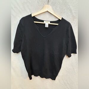 Talbots Black V-Neck short sleeve Sweater